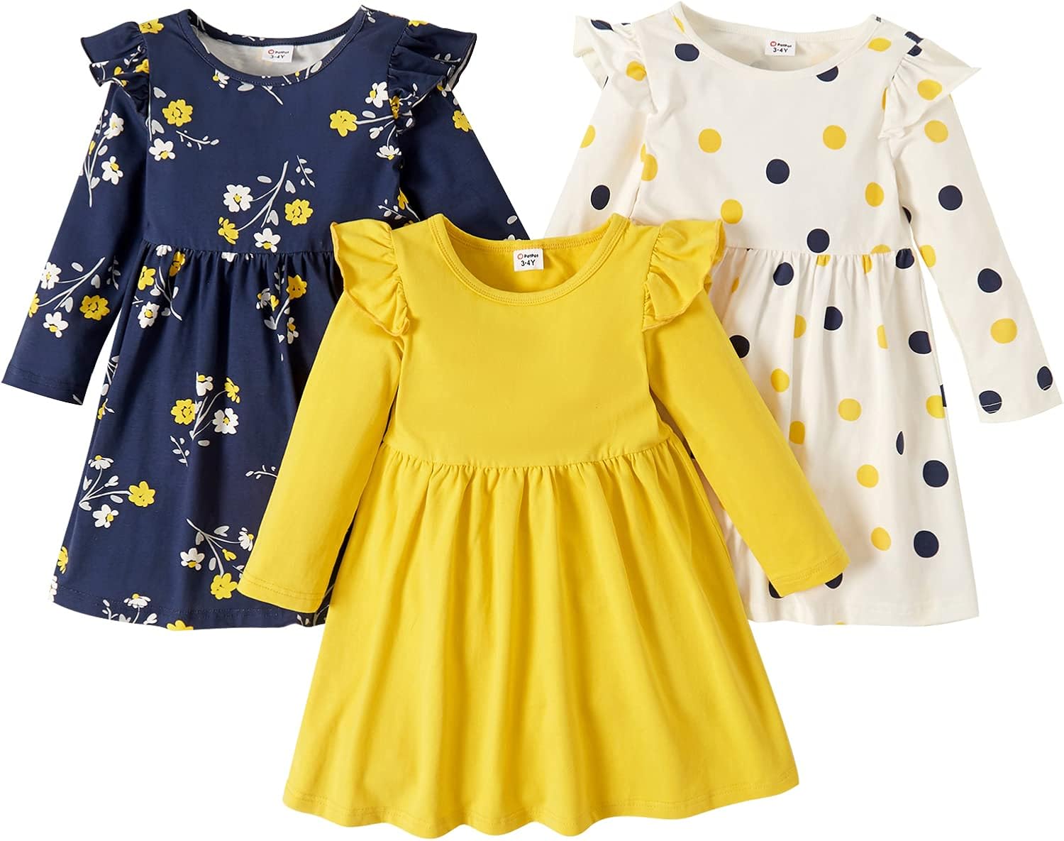 PATPAT Toddlers Girls' Long Sleeve Sleeveless Dress Sets, Special Toddler Dresse...