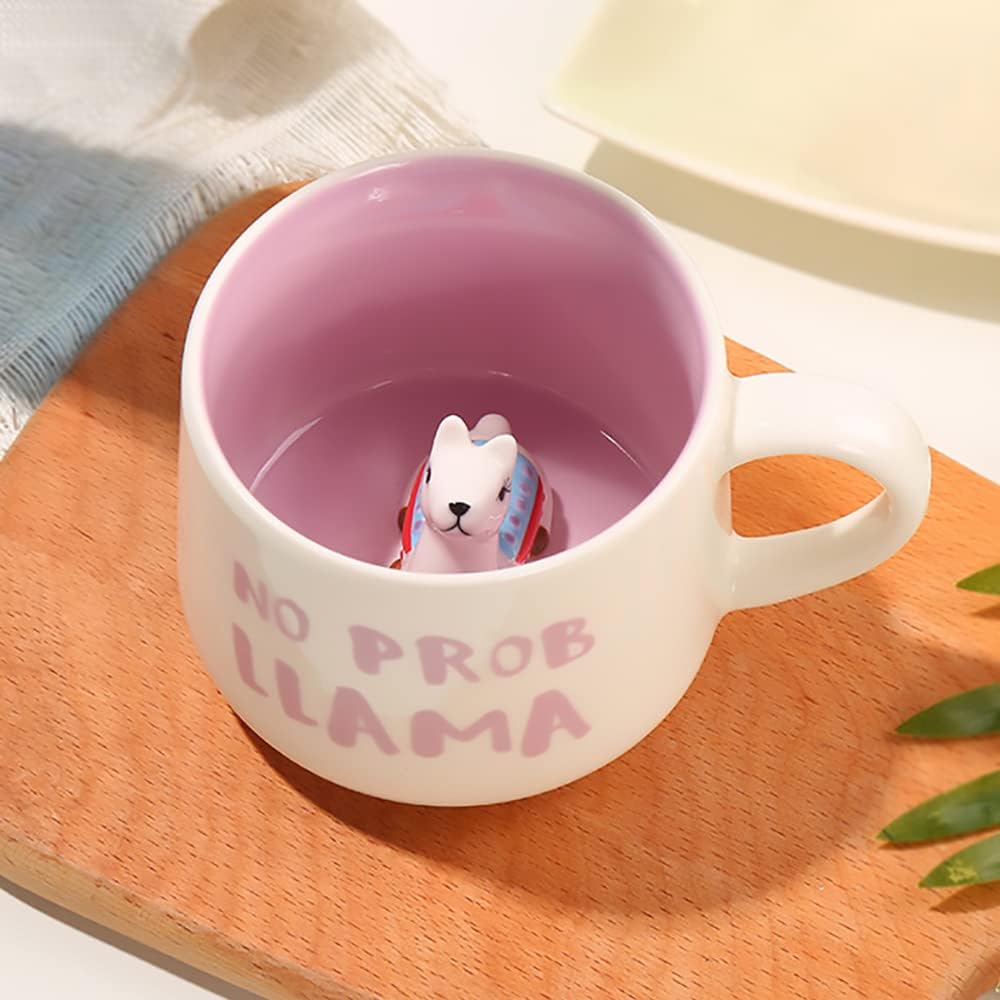 LOZACHE 3D Alpaca Coffee Mug Cup, 12oz Funny Cartoon Handmade Figurine Milk Tea...