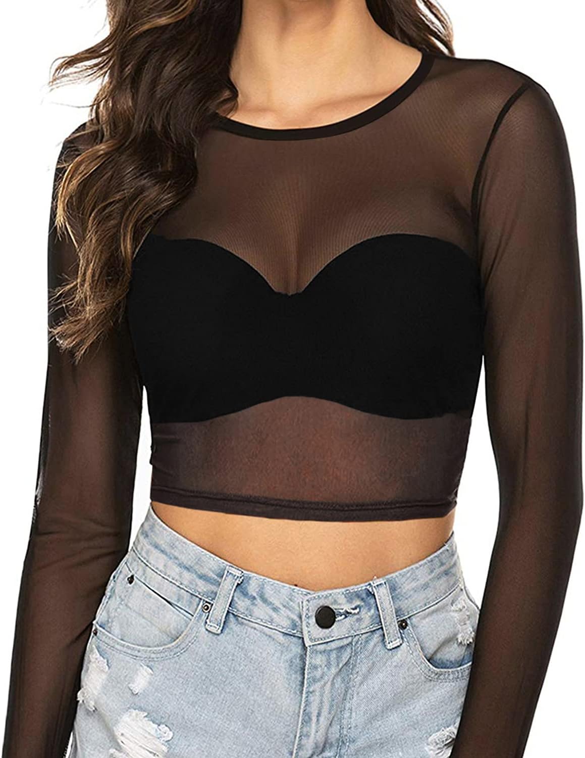 MANGOPOP Women's Shirt, Special Crop Tops Blouse with Short Sleeve and Long Slee...