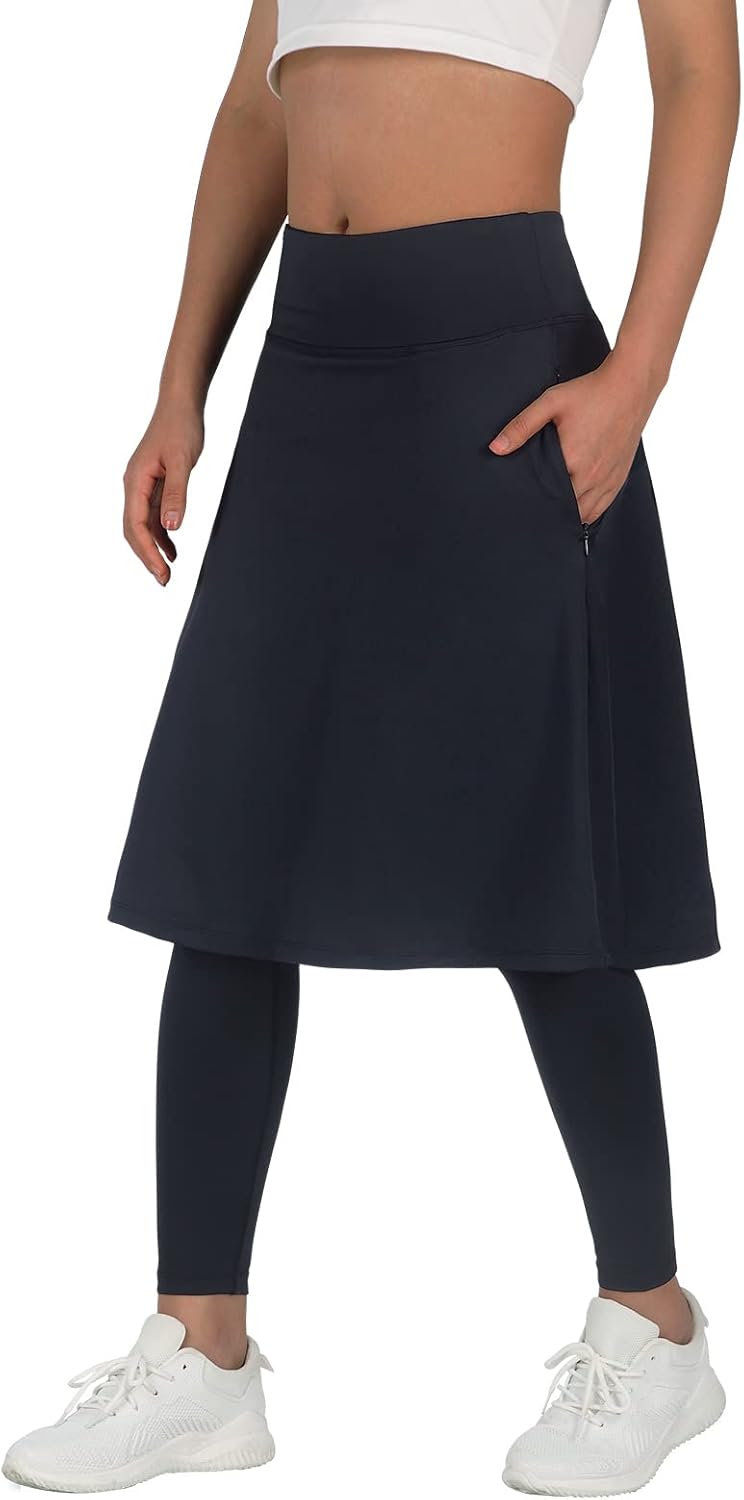 ANIVIVO Women Skirted Leggings, Special Long Knee Length Skirt with Capris Leggi...