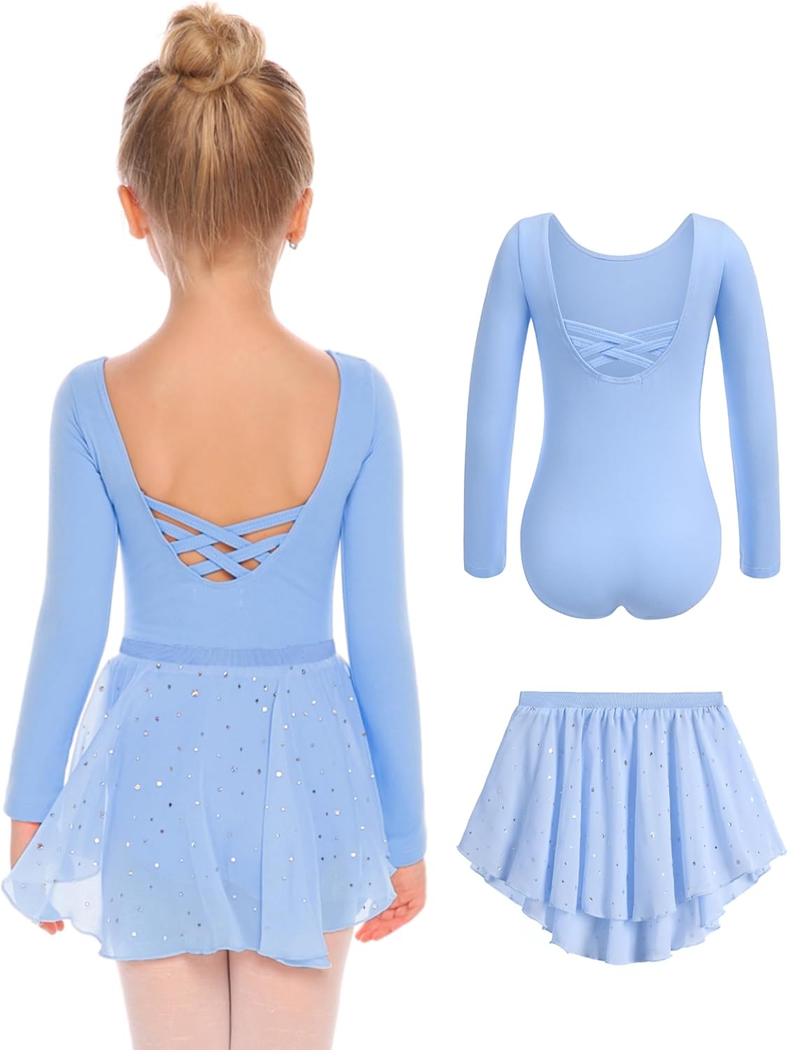Zaclotre Girls Ballet Leotards, Special Long Sleeve Crisscross Back Dance Dress...