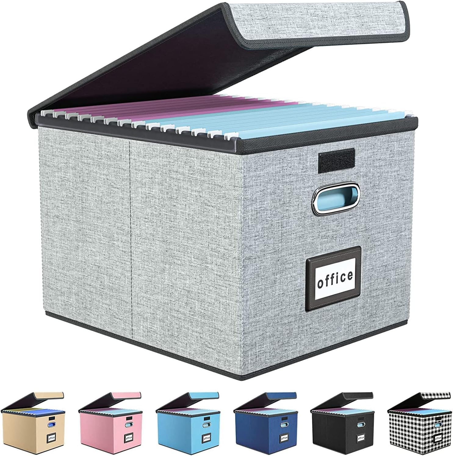 Huolewa Upgraded Portable File Organizer Box with Lid, Collapsible Linen Hanging...
