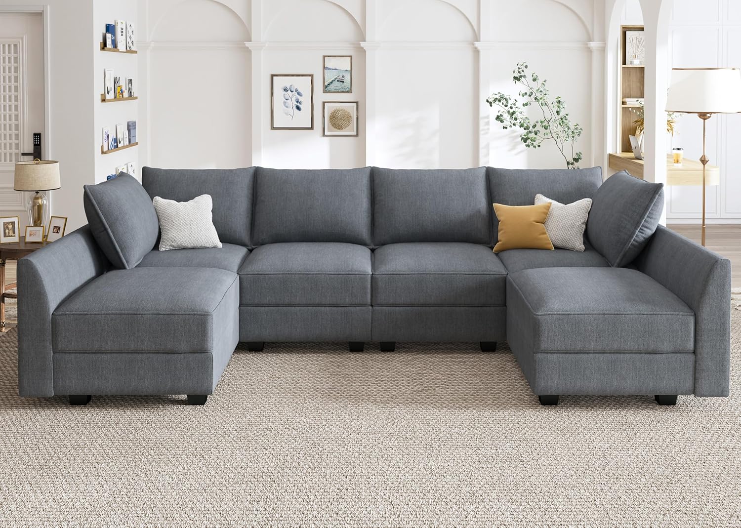 HONBAY Couch, U-Shaped Modular Sectional Sofa, Sectional Couch with Storage Seat...