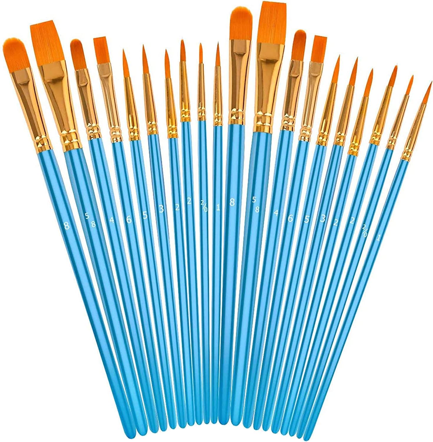 Soucolor Acrylic Paint Brushes Set, 20Pcs Round Pointed Tip Artist Paintbrushes...