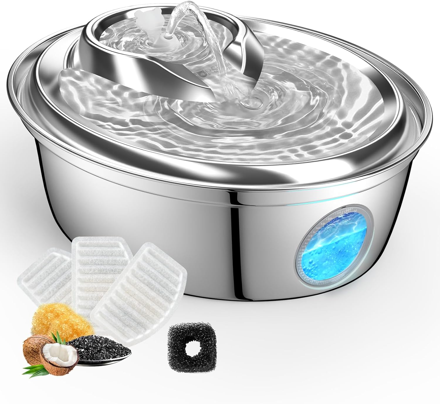 ORSDA Cat Water Fountain Stainless Steel, Automatic Pet Water Fountain, 67oz/2L...