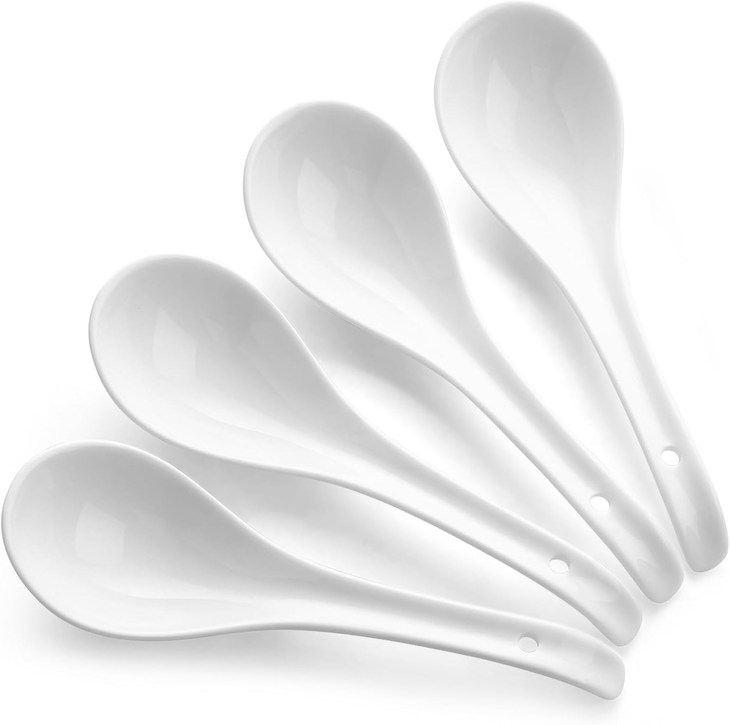 DOWAN Soup Spoons, Ceramic Chinese Soup Spoons, Asian Soup Spoons, White Japanes...