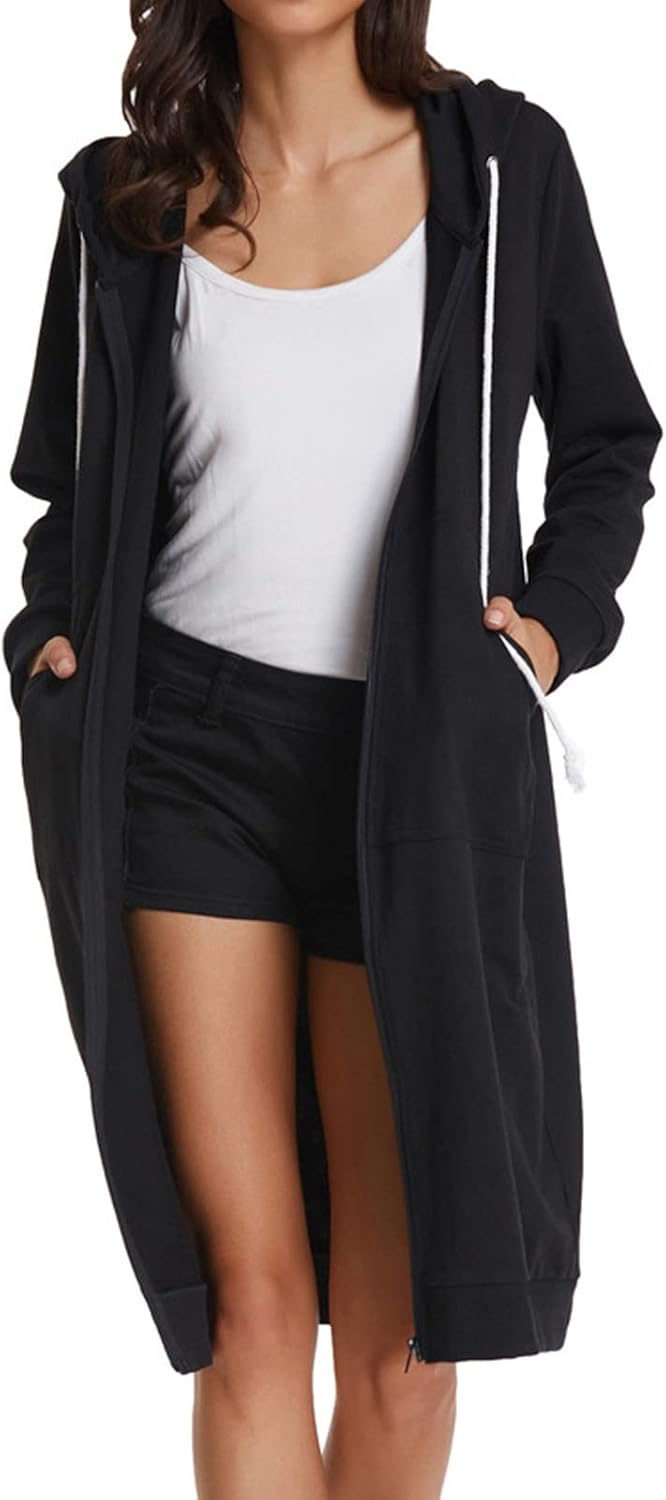 GRACE KARIN Women's Casual Pockets Zip up Hoodies Tunic Sweatshirt Long Hoodie J...