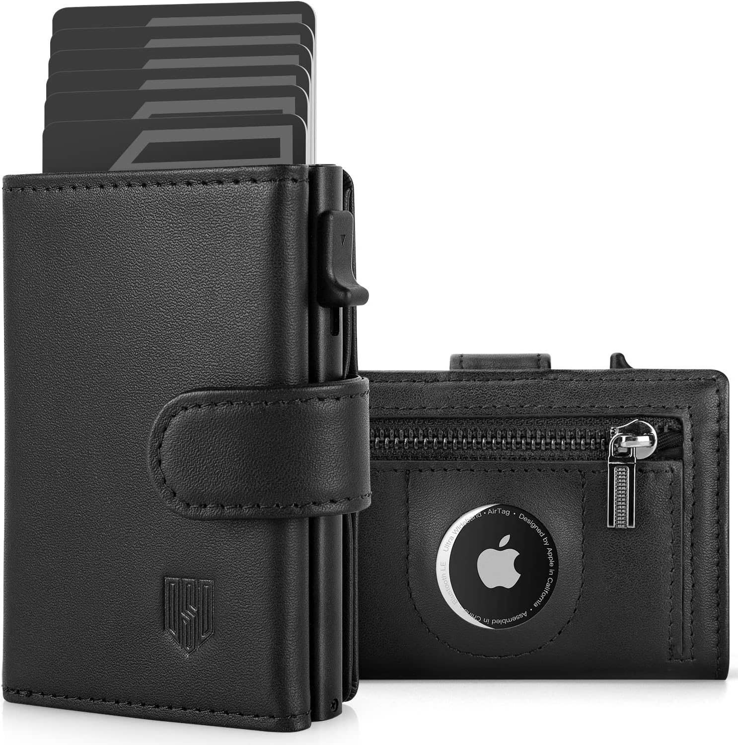 DODENSHA AirTag Wallet, RFID Blocking Genuine Leather Pop Up Credit Card Holder...