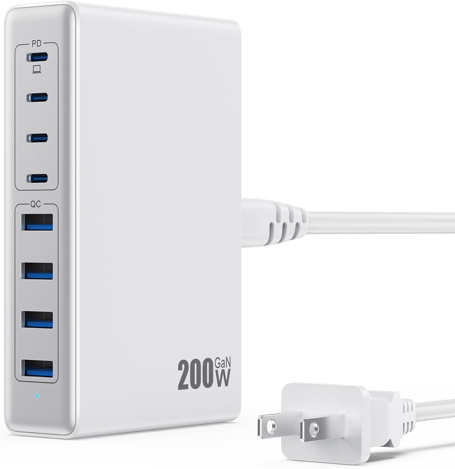 GaN III 200W USB C Charger, Special 8-Ports USB C Charger Block, Innovative QC4....
