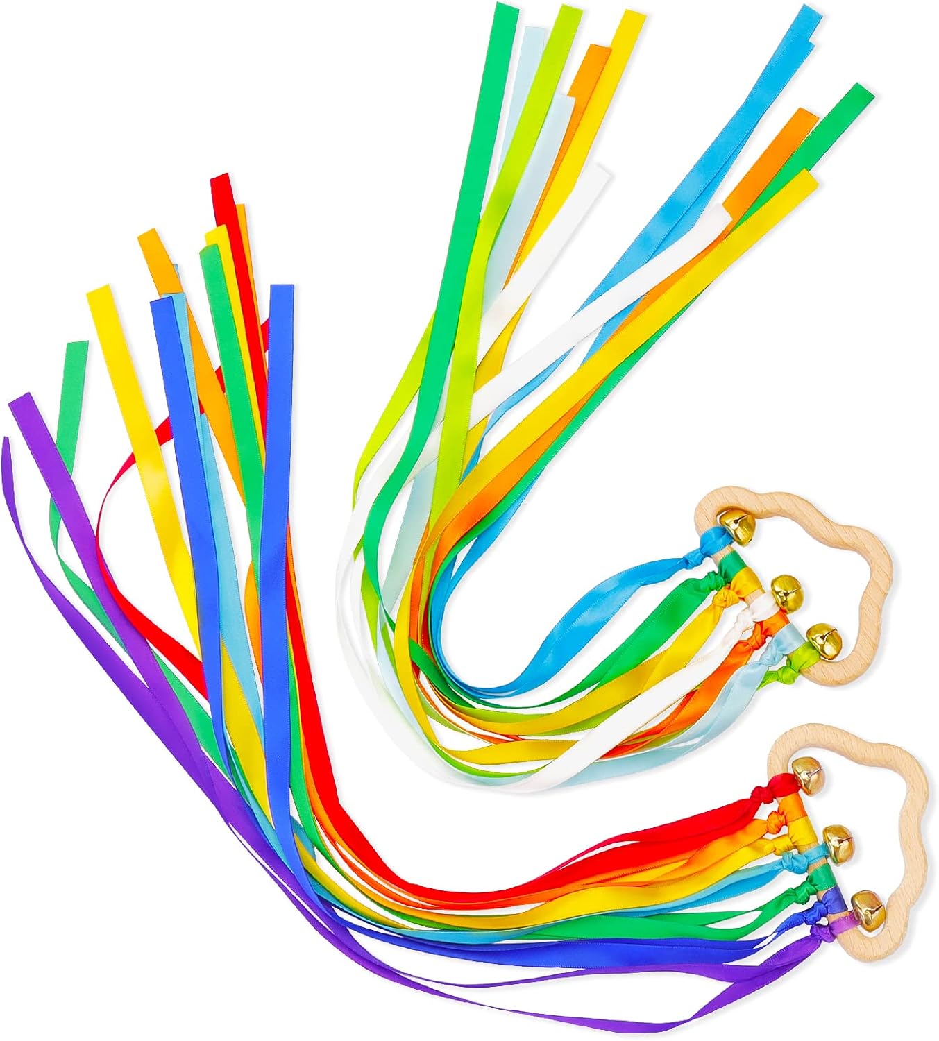 Sensory Toys for Babies Ribbon Rings - Rainbow Ribbon Rattles Toy 0 3 6 9 12 Mon...