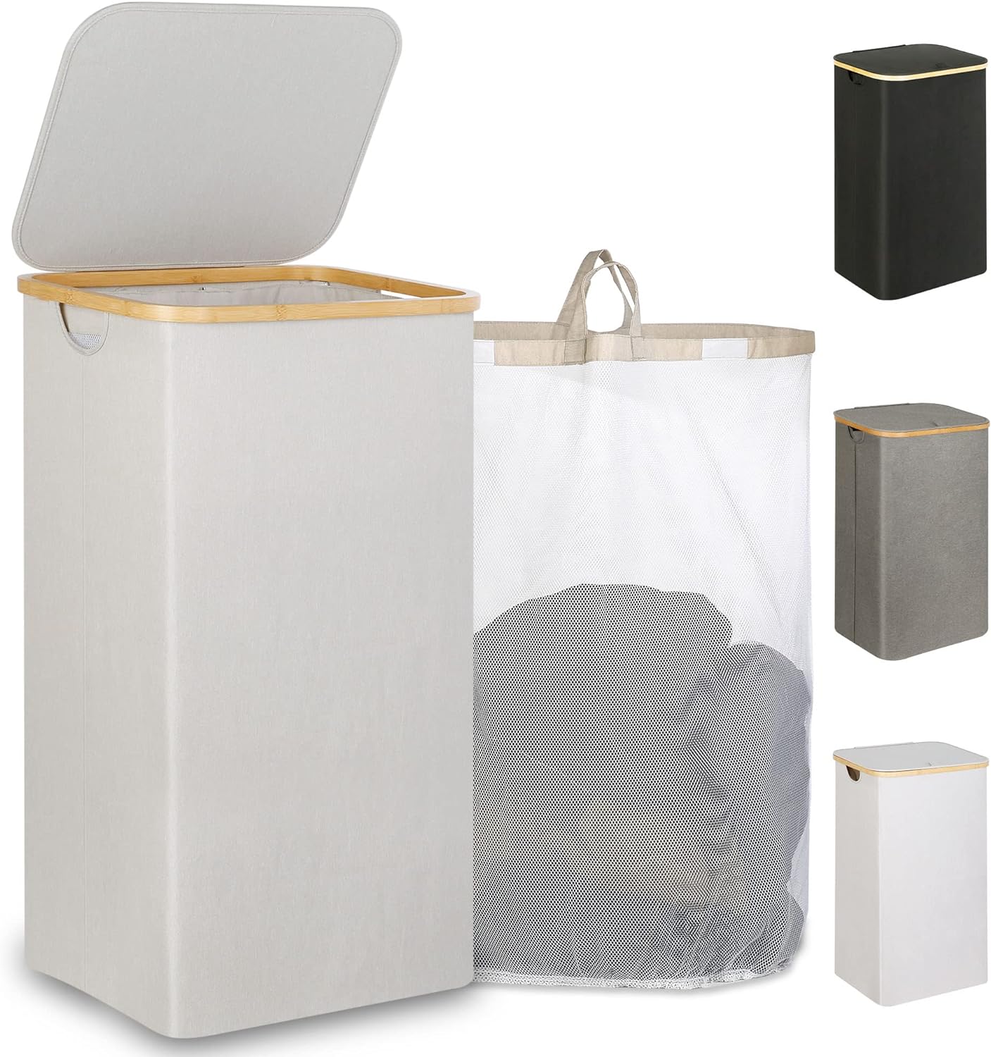 Laundry Basket with Lid, 110L Large Laundry Hamper with Handle and Lid, Collapsi...