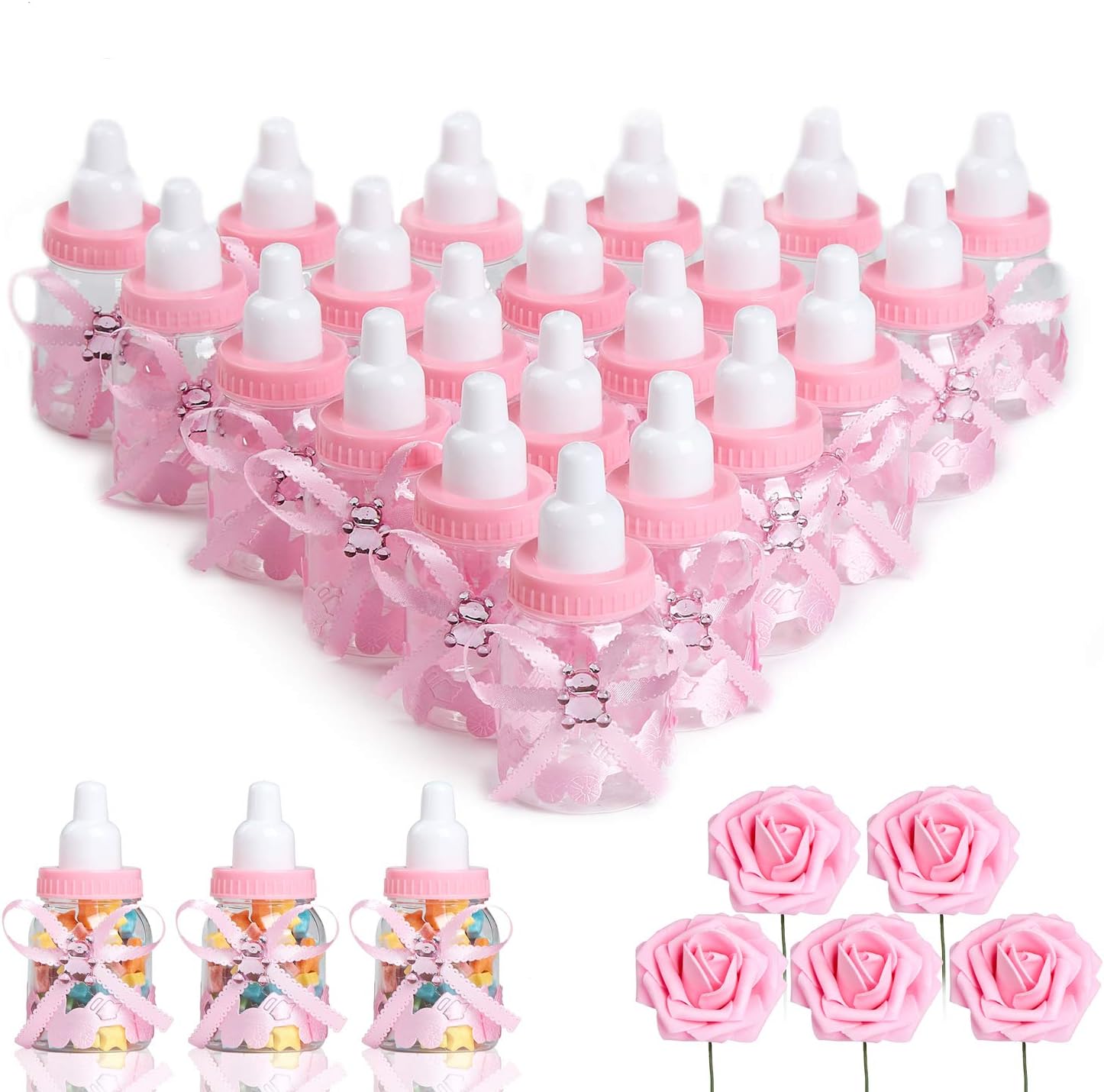 N&T NIETING Baby Shower Feeding Bottle, 24Pcs Baby Shower Favours with 5Pcs Arti...