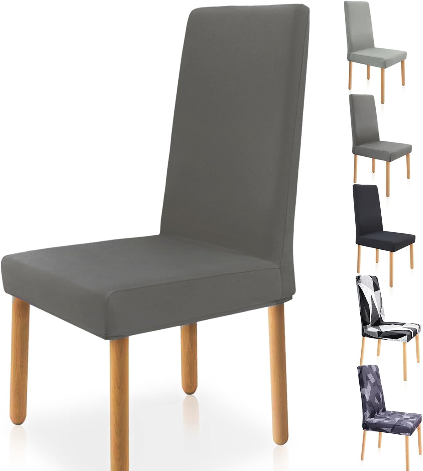 Zindoo Dining Chair Covers Set of 6, Stretch Dining Chair Slipcovers, Spandex Hi...