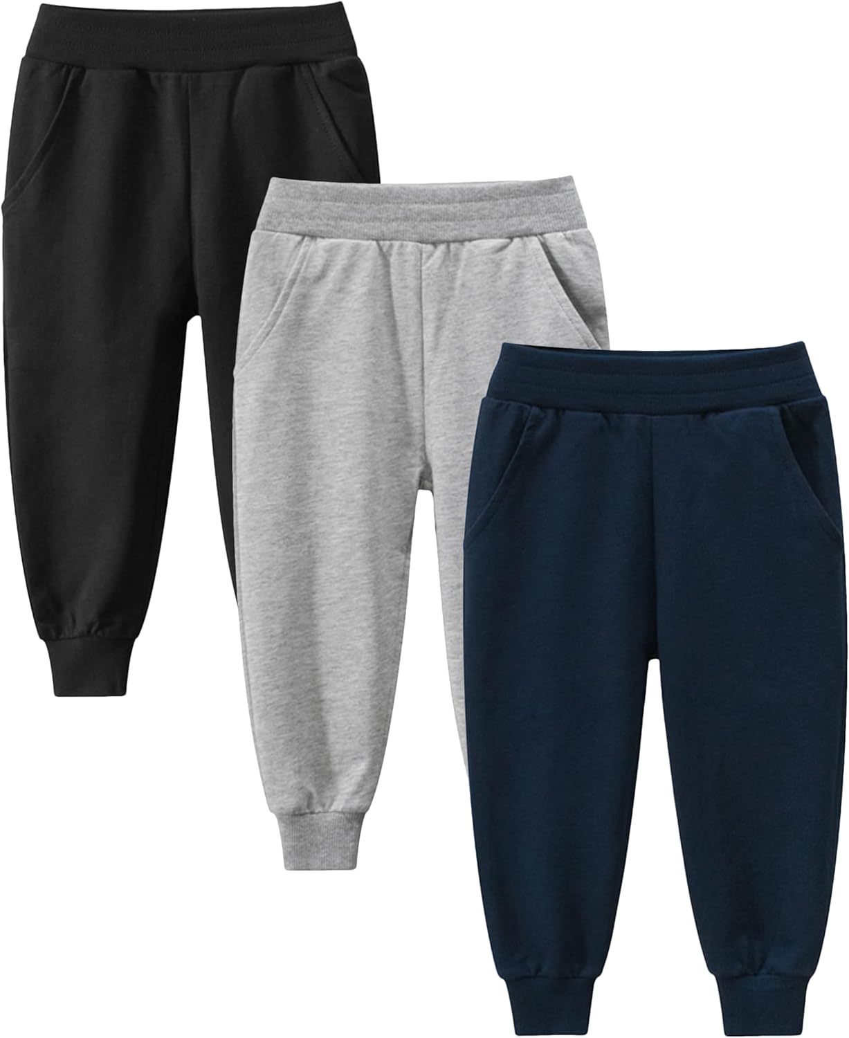 GFQLONG Toddler Boys 2 Pack Cotton Active Jogger Sweatpants,Kids Casual Athletic...