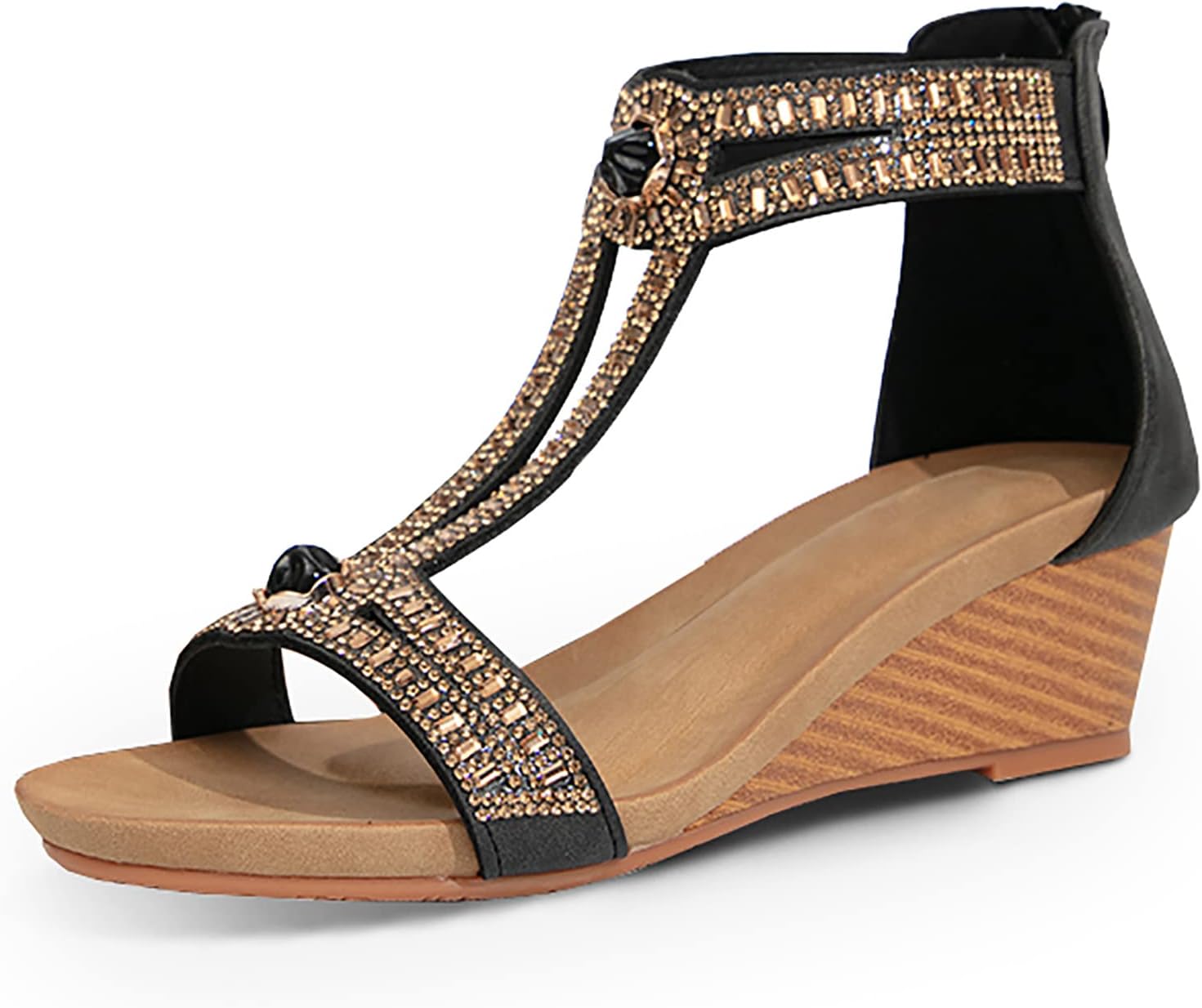 FRALOSHA Wedge Sandals for Women Open Toe Casual Summer Roman High Heel Breathab...