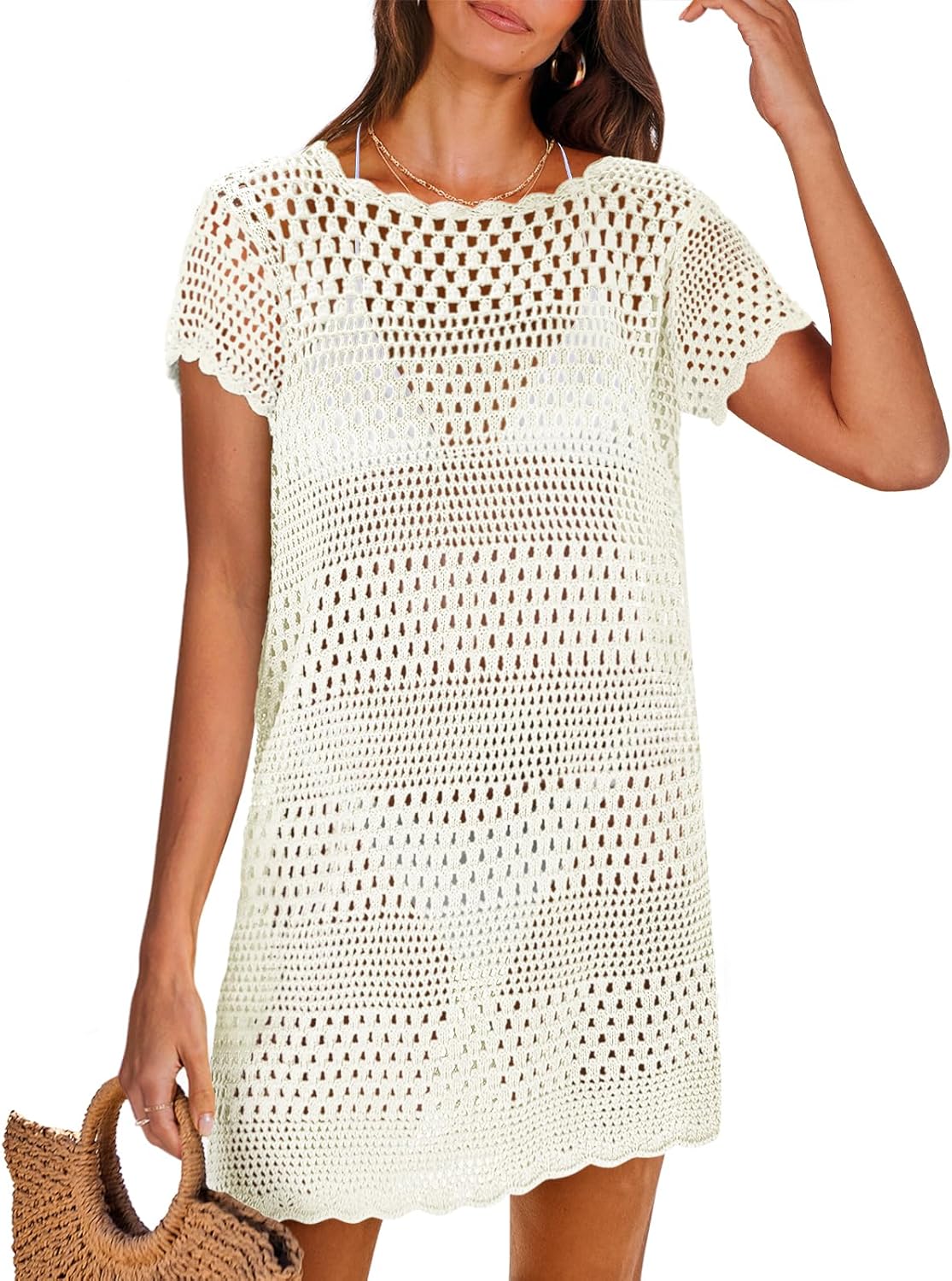 Stylish ANRABESS Women Swimsuit, Special Crochet Swim Cover Up, Trendy Summer Ba...