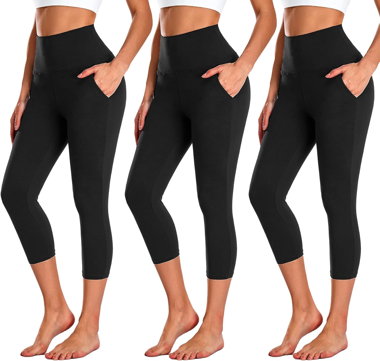 NEW YOUNG Capri Leggings for Women, Special Workout Gym Yoga Pants with Pockets,...