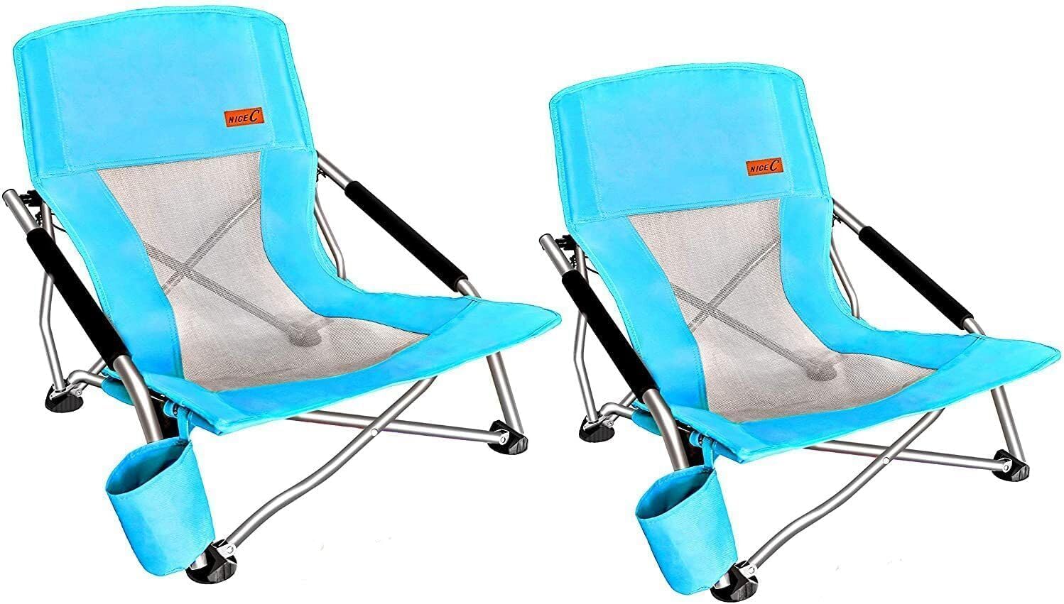 Nice C Adults Low Beach Chair, Sling, Folding, Portable, Concert, Kids, Boat, Sa...