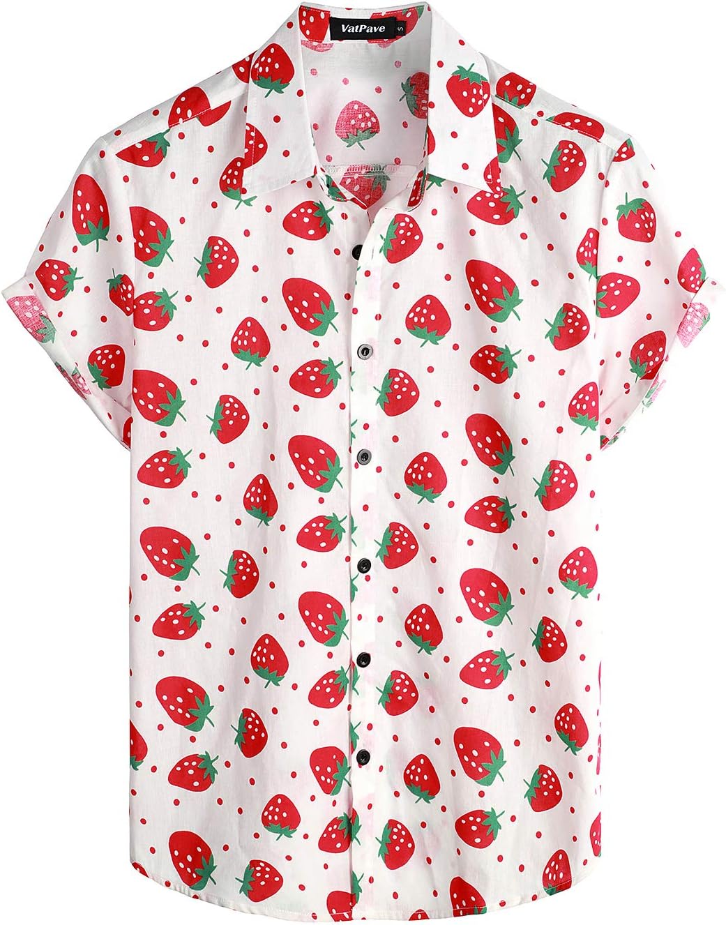 VATPAVE Mens 100% Cotton Hawaiian Flower Shirts Button Down Short Sleeve Beach S...