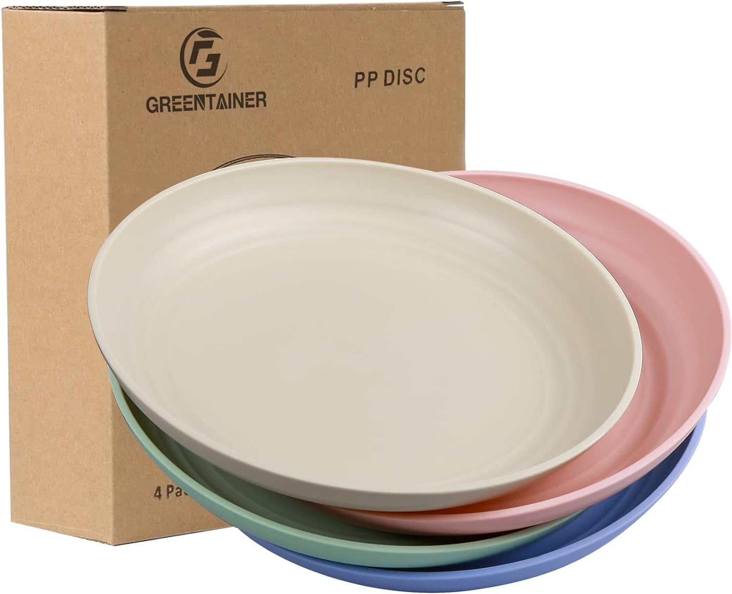 Greentainer Unbreakable Plastic Dinner Plates - Set of 4 Dessert Plates,Microwav...