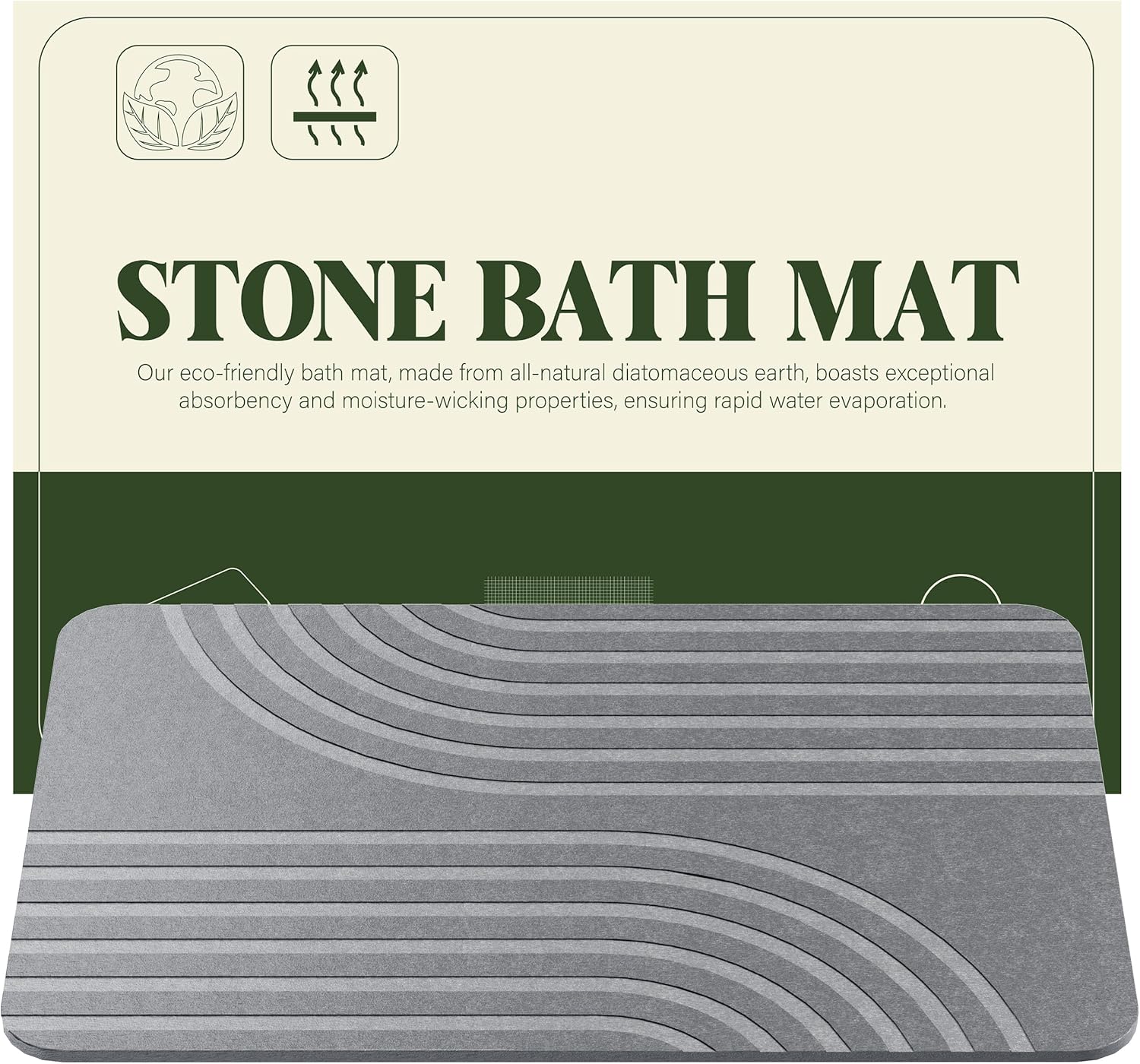 Stone Bath Mat for Bathroom, Diatomite Stone Bath Shower Mat, Stone Dish Drying...
