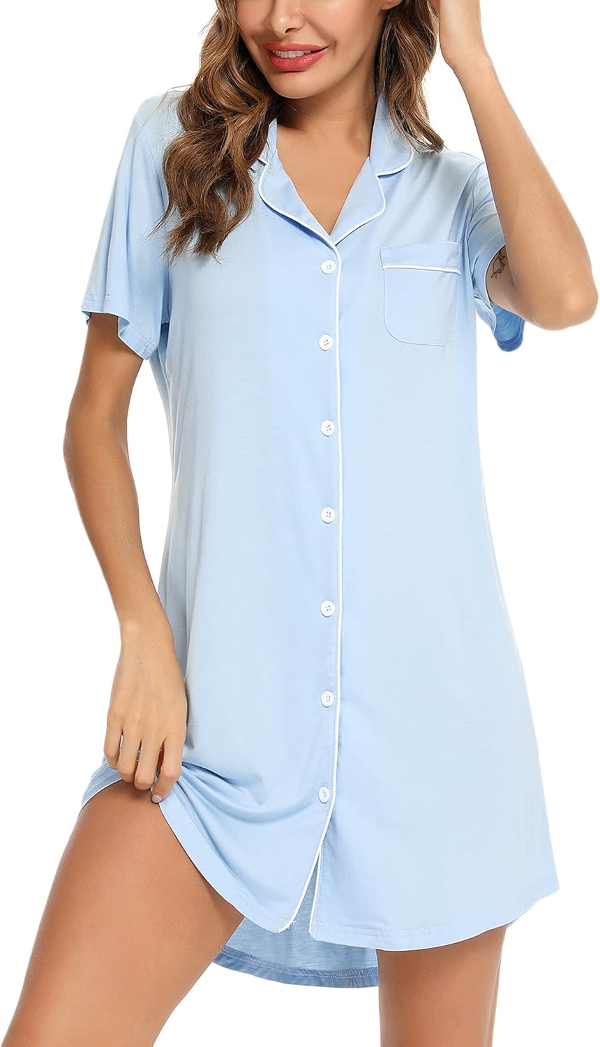 Leikar Maternity Nightgown, Special Nursing Pajamas with Long Sleeve Sleepshirt,...