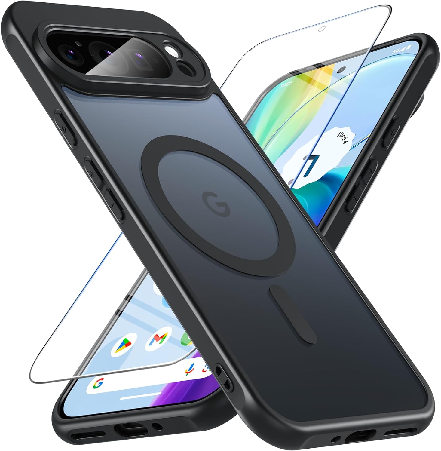 Magnetic For Google Pixel 9 Pro XL Case with Tempered Glass Screen Protector, Mi...
