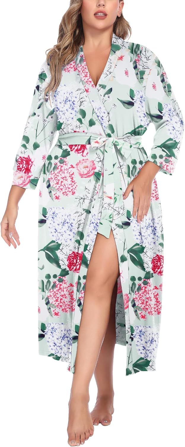 IN'VOLAND Womens Plus Size Kimono Robes, Special Long Knit Bathrobe for Ladies,...