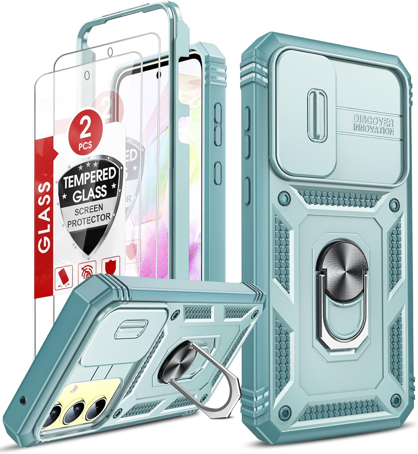 LeYi for Samsung Galaxy A35 5G Case with Camera Cover Slider, Full Body Armour S...