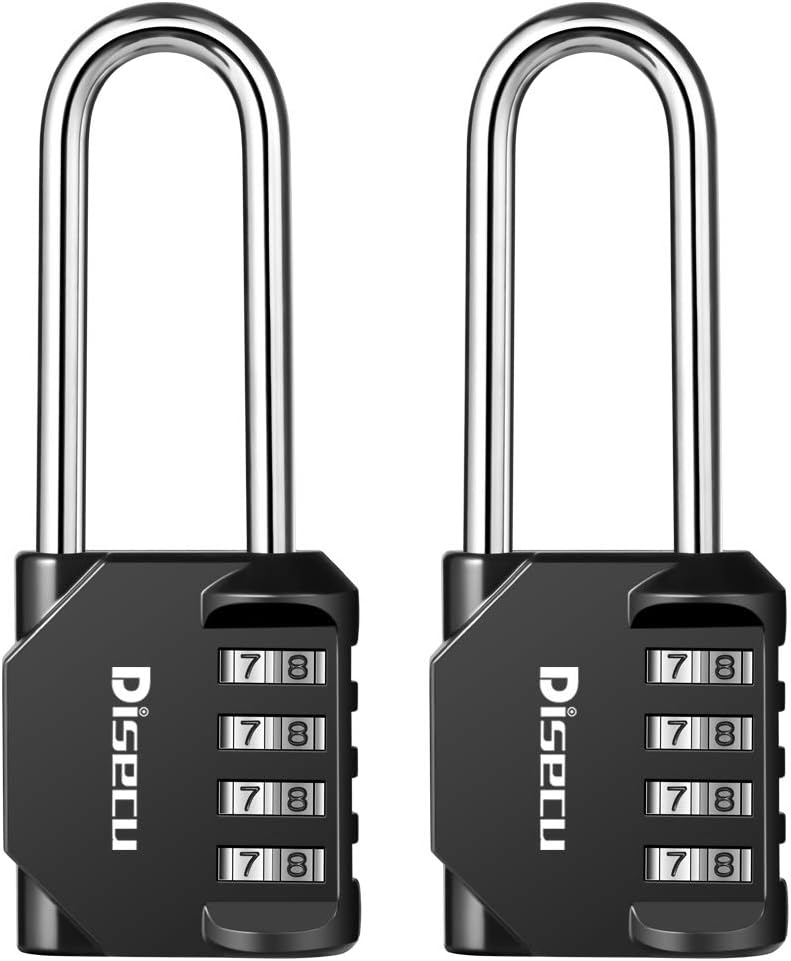 2 Pack disecu® 2.6 Inch Long Shackle Combination Lock, 4 Digit Outdoor Waterproo...