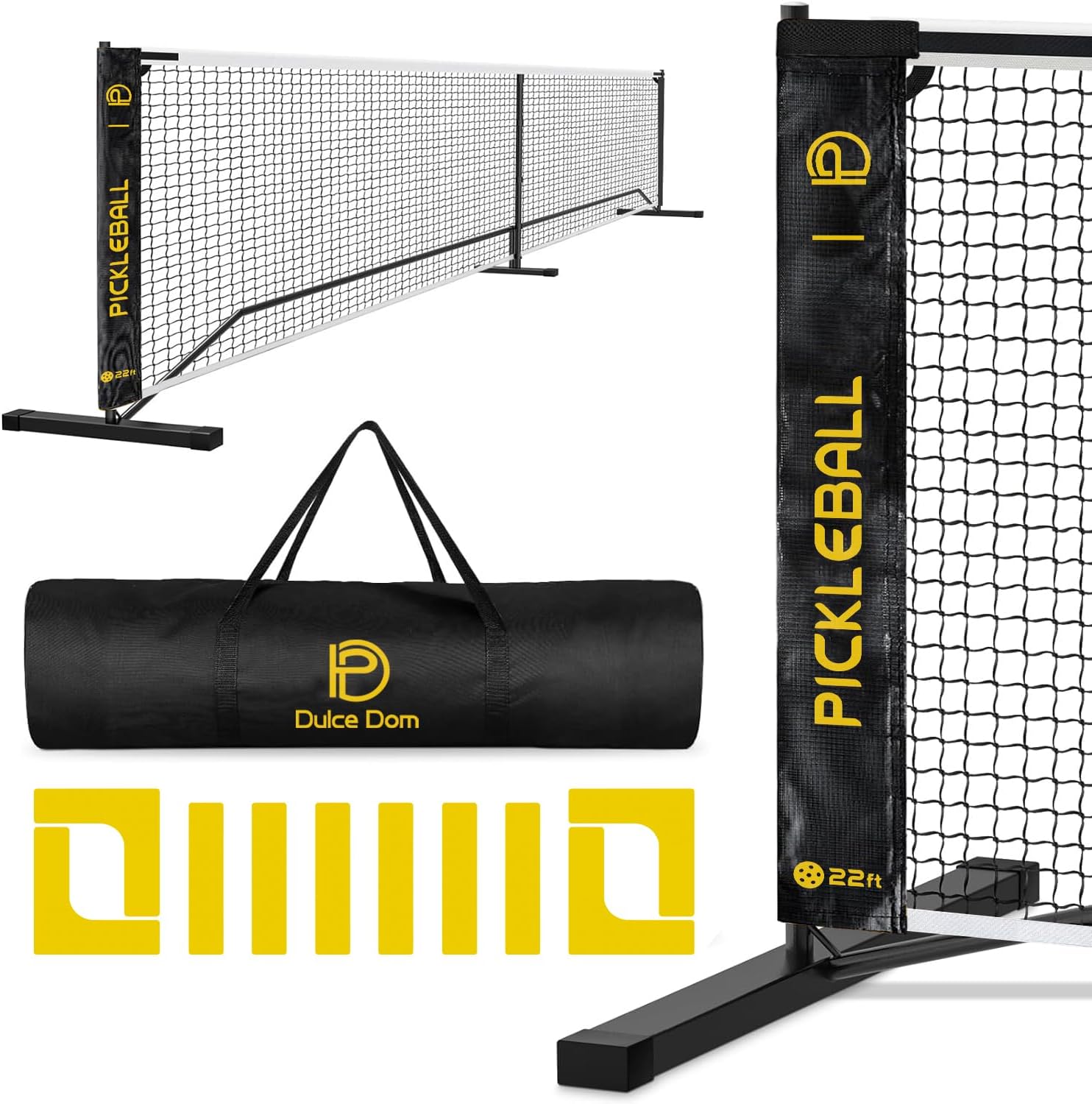 DULCE DOM Pickleball Net Portable Outdoor with Court Marking Kit, 22 FT Pickleba...