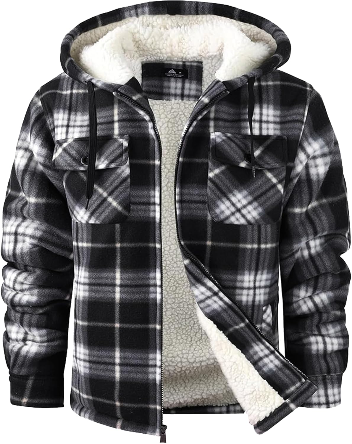 GEEK LIGHTING Men's Flannel Shirts Jacket Sherpa Lined Fleece Plaid Hoodie Long...
