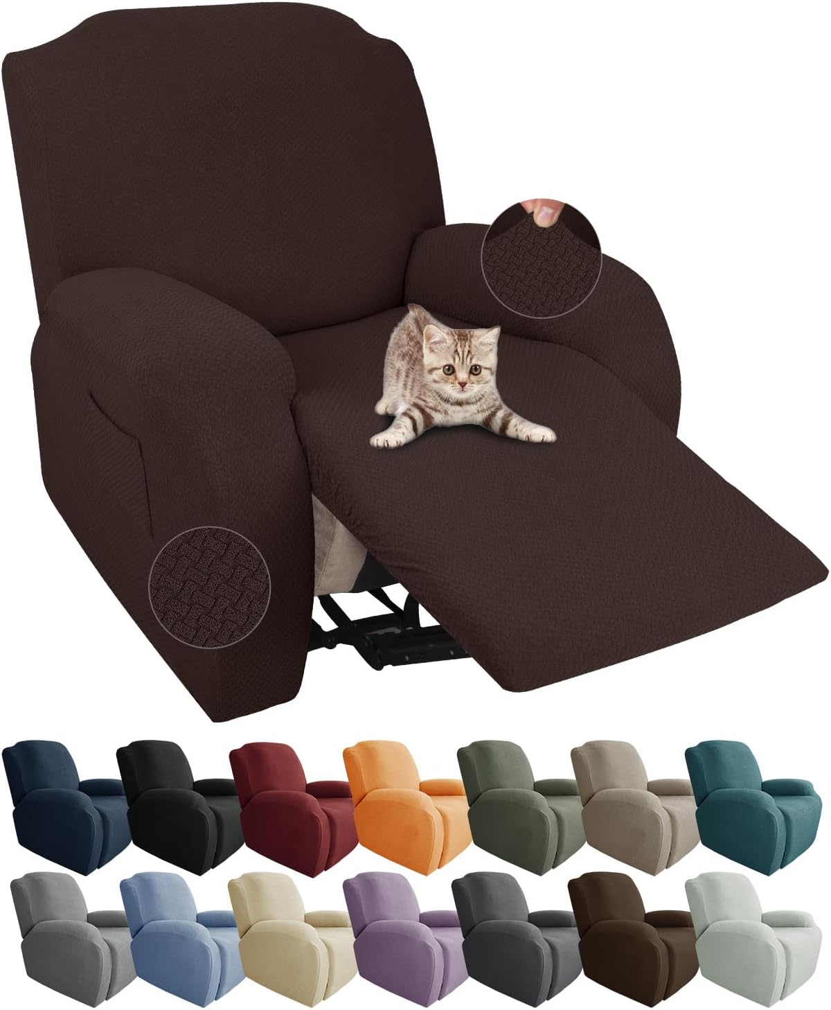 JIVINER Newest Design 4-Piece Recliner Chair Covers Stretch Jacquard Chair Cover...