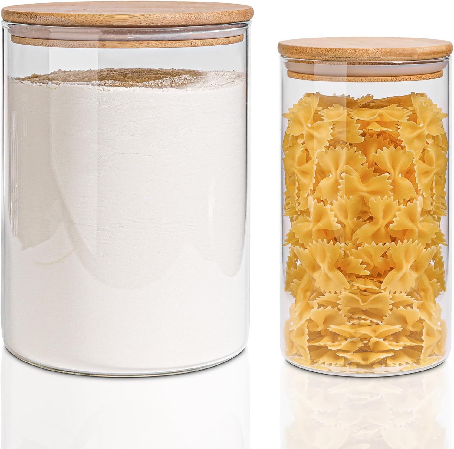 ComSaf 3000ml/1200ml Glass Jar with Bamboo Lid, Glass Food Storage Container wit...