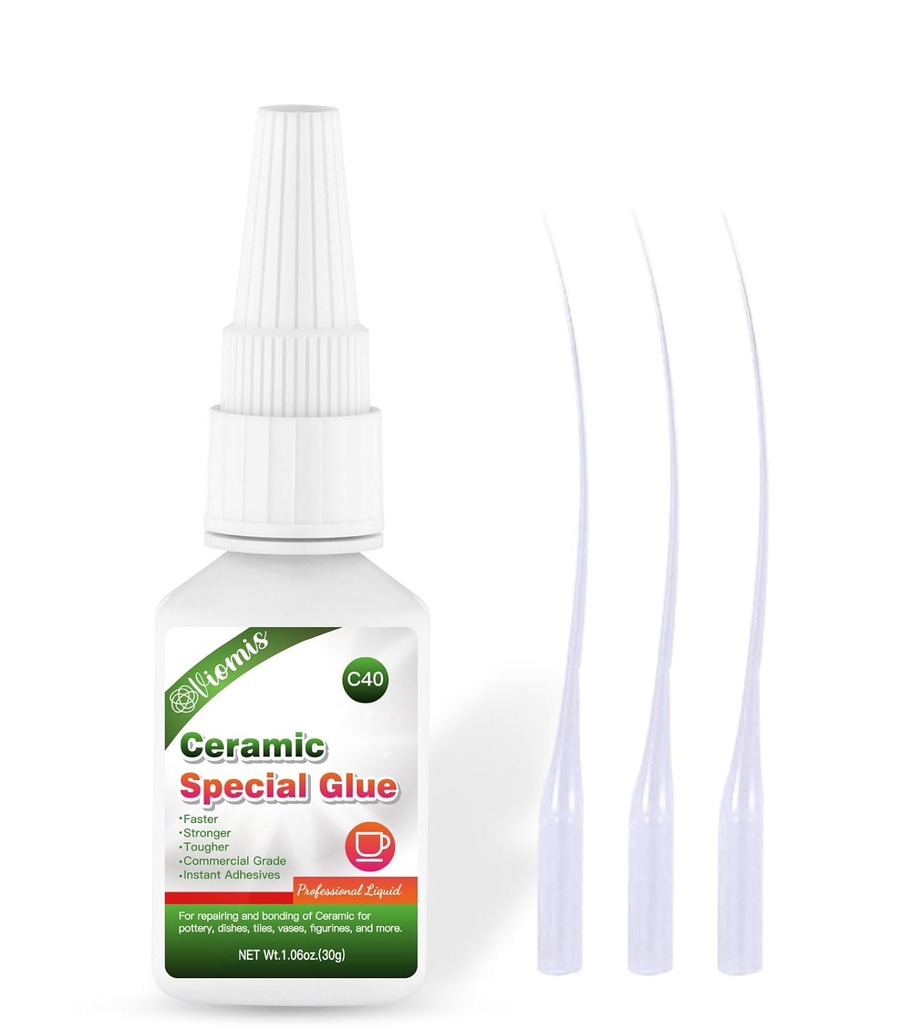 Viomis 30g Ceramic Glue, Instant Ceramic Super Glue for Porcelain and Pottery Re...