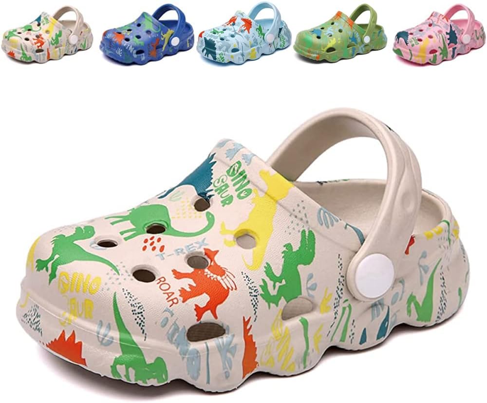 Kids Clogs, Unique Boys Girls Toddler Dinosaur Shoes, Special Slip on Slide Gard...