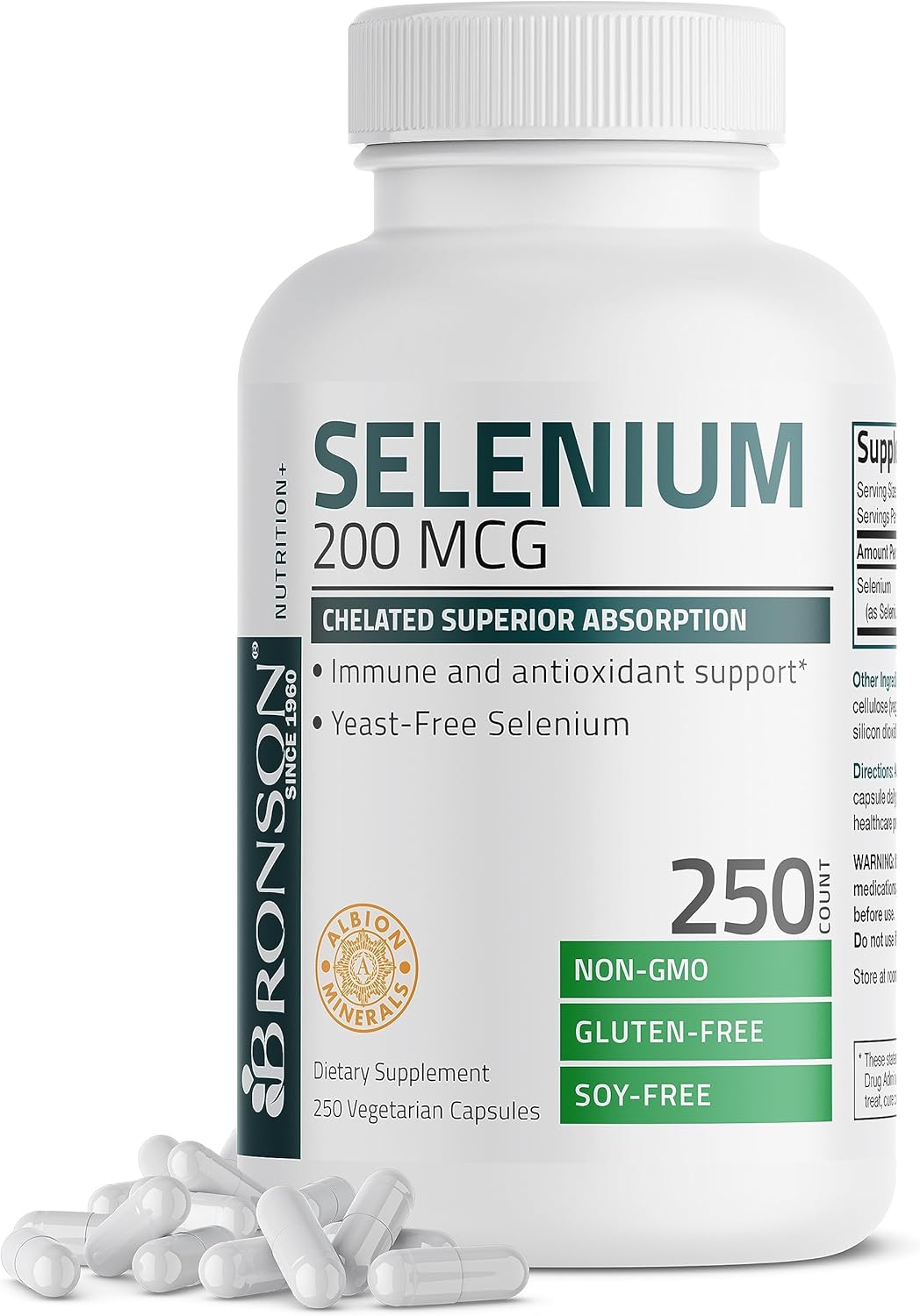 Bronson Selenium 200 mcg – Yeast Free Chelated Amino Acid Complex - Essential Tr...