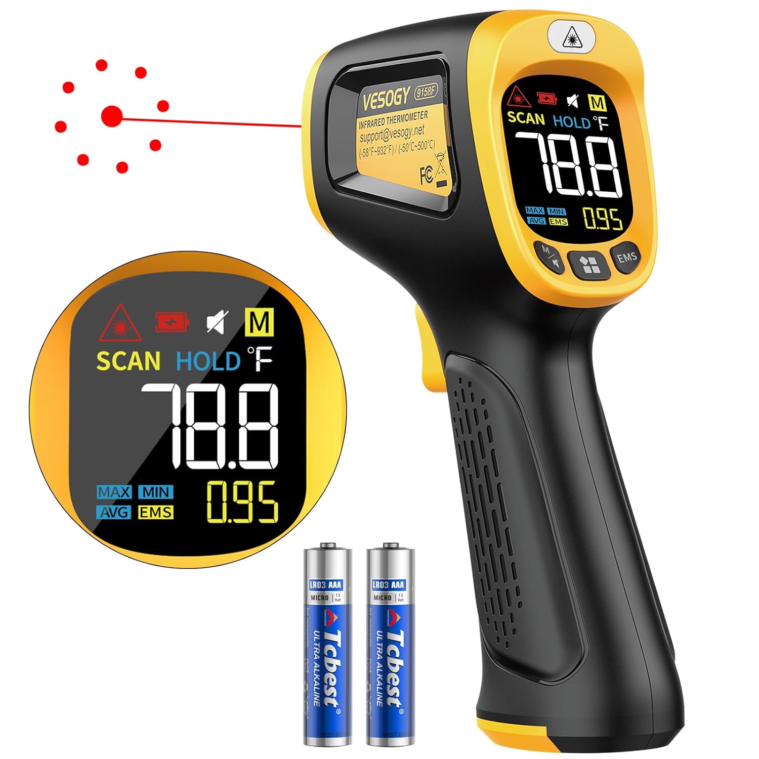 Infrared Thermometer Temperature Gun -58°F ~932°F,...