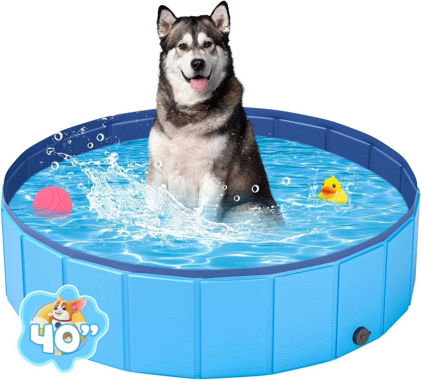 Foldable Dog Pool, YSJILIDE Portable PVC Dog Pet Swimming Pool, Collapsible Plas...