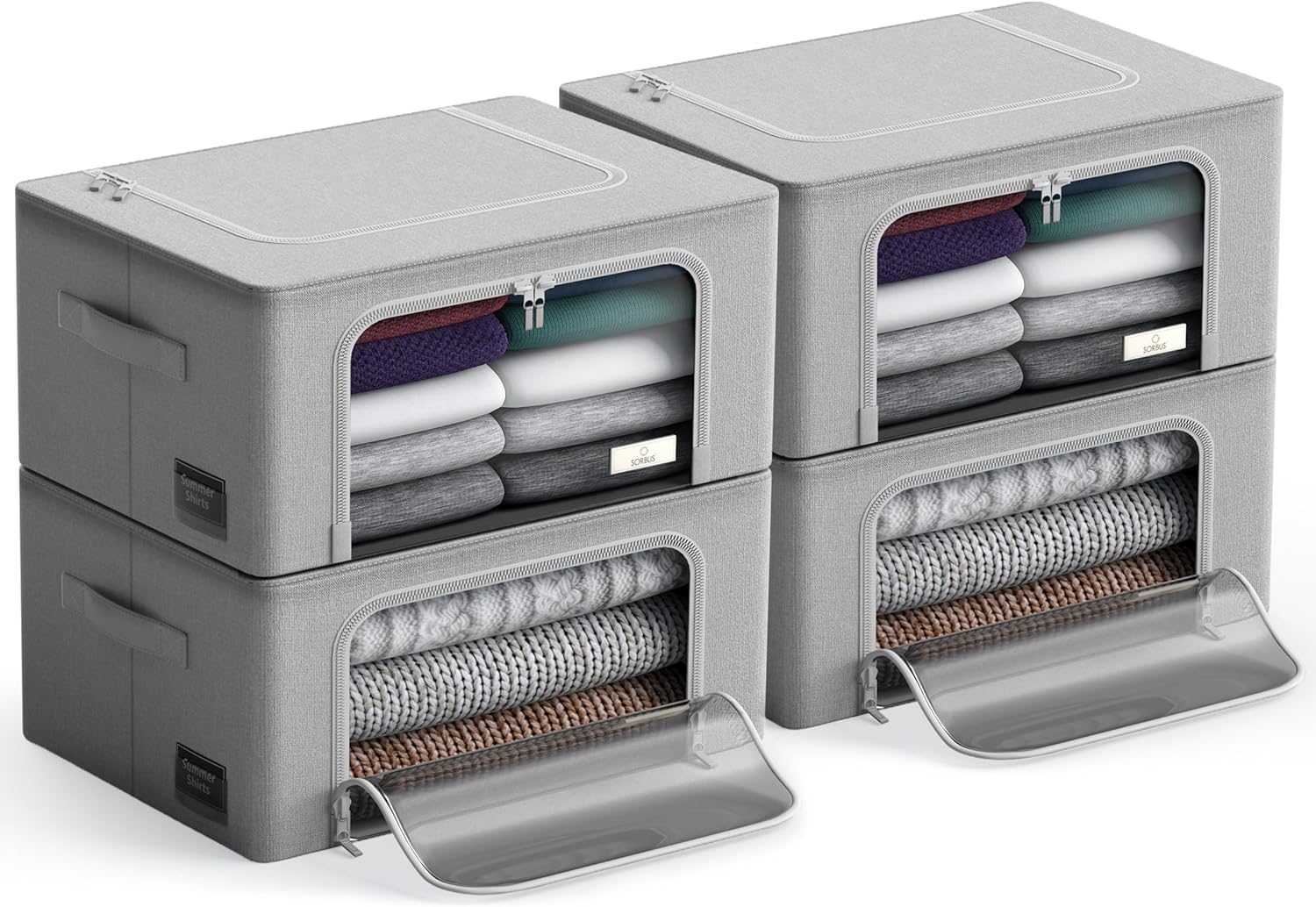 Sorbus Storage Bins, Special Storage Solution with Metal Frame, Innovative Stack...