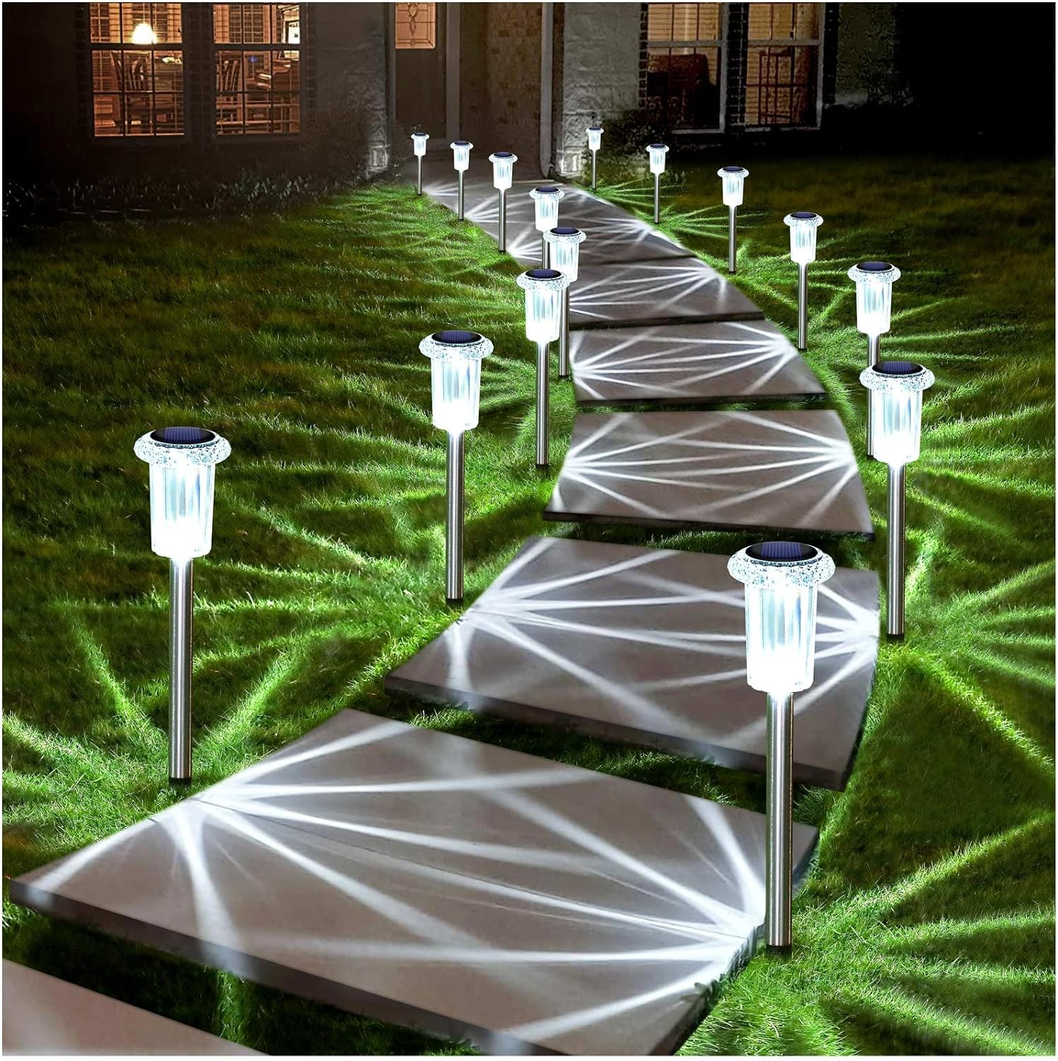DenicMic Solar Lights Outdoor 10 Pack Solar Pathway Lights Outdoor Waterproof So...