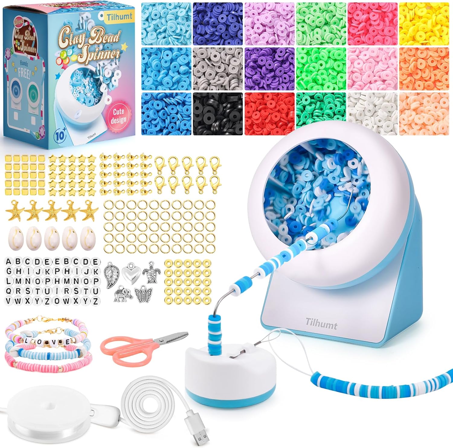 Tilhumt Clay Bead Spinner Kit, 3824Pcs Electric Bead Spinner for Jewelry Making...