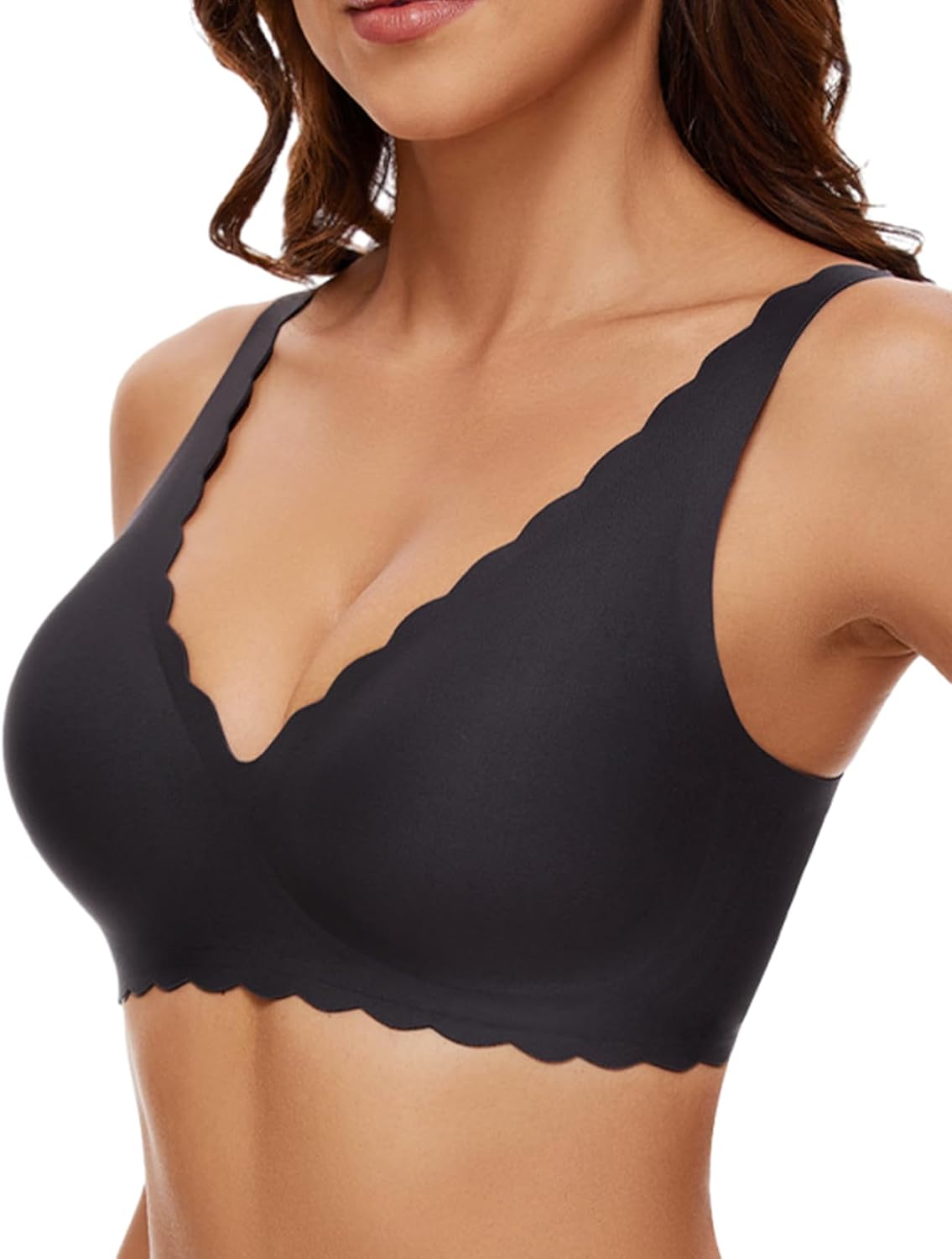 Deep V Petal Bras for Women No Underwire Soft Wireless Bras Comfort Seamless Bra...