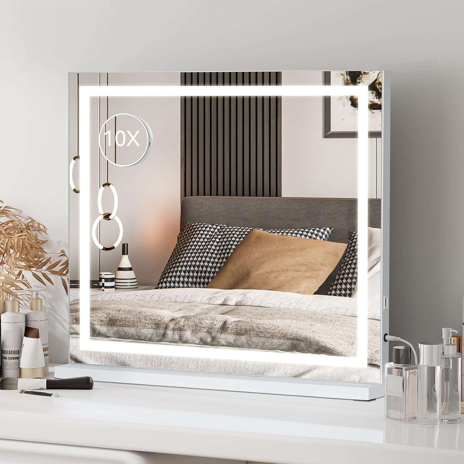 YOURLITE Hollywood Vanity Mirror with Lights, 58×46cm Lighted Makeup Mirror with...