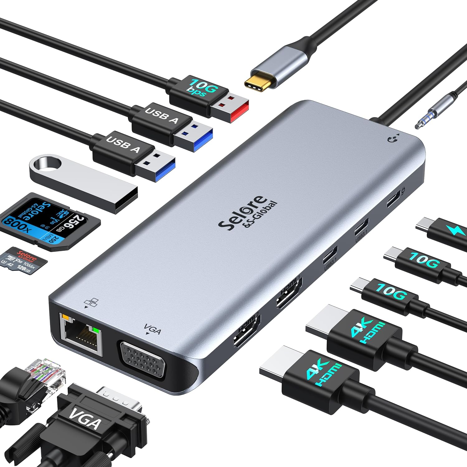 Selore USB C Docking Station Dual Monitor,Laptop Docking Station,14 in 1 Docking...
