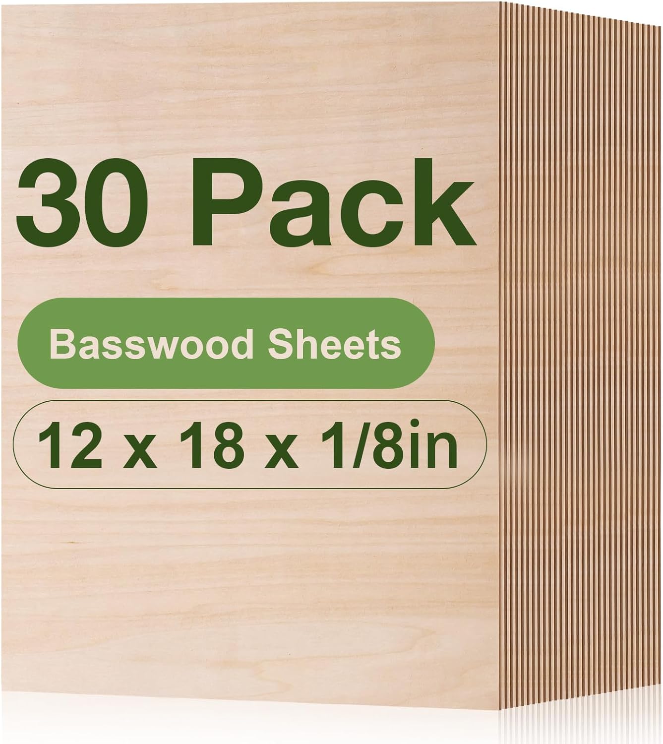Rowood 30 Pack Basswood Sheets,12x18x1/8inch,3mm Basswood for Laser Cutting,Adul...