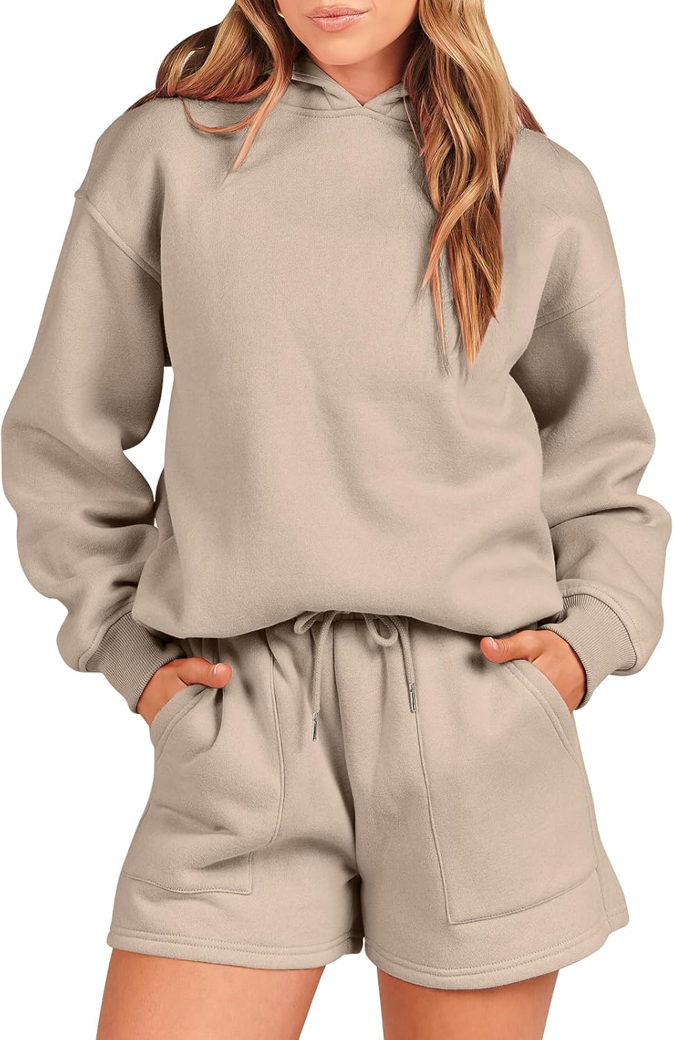 ANRABESS Women 2 Piece Outfit Oversized Hoodie Sweatshirt Shorts Lounge Sweat Se...