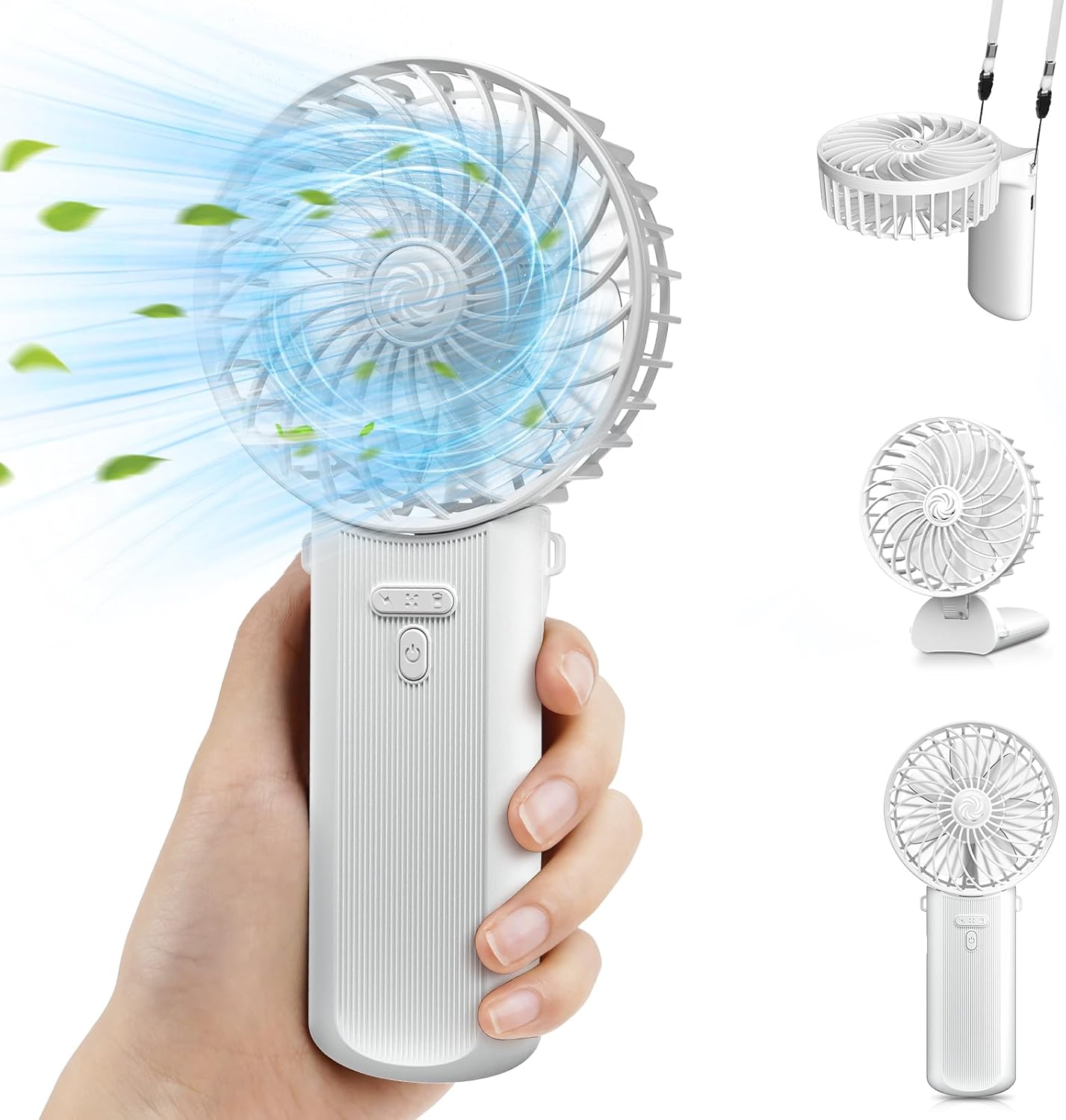 Hand Held Fan, Portable Handheld USB Rechargeable Fans with 4 Speeds, Personal B...