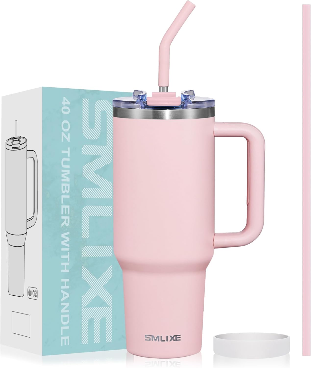 40 oz Tumbler with Handle, Special Insulated Reusable Stainless Steel Water Bott...
