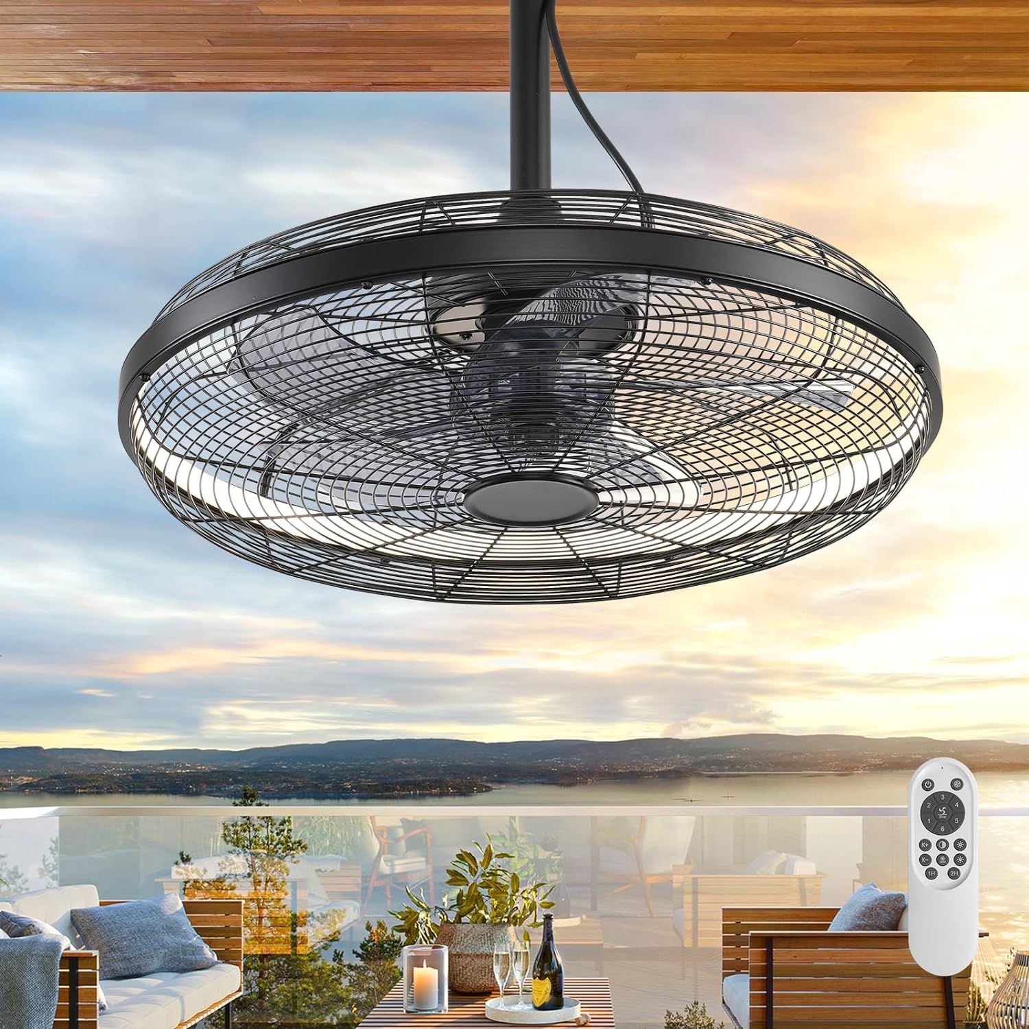 Outdoor Ceiling Fans with Lights, 20'' Gazebo Fan, Plug in Ceiling Fan for Patio...